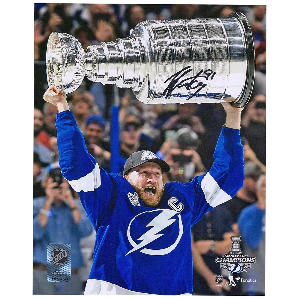Steven Stamkos Tampa Bay Lightning Autographed 2021 Stanley Cup Champions 8" x 10" Raising Cup Photograph