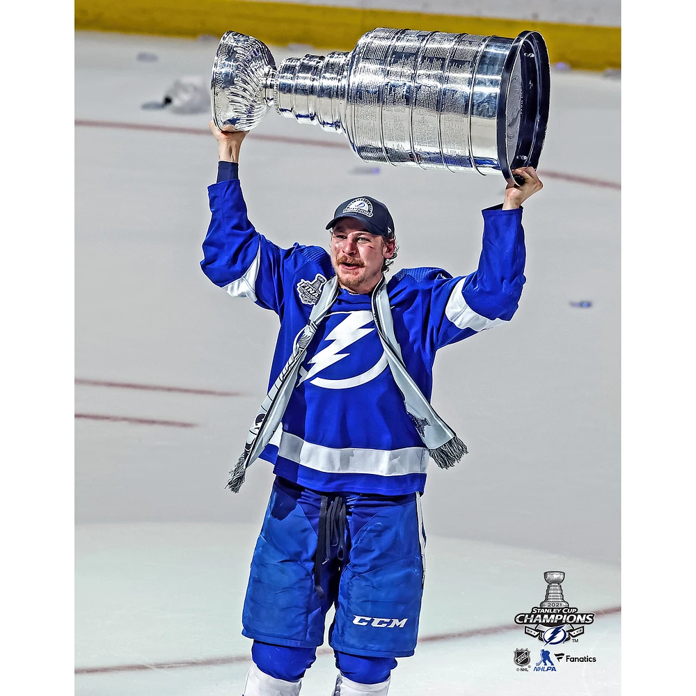 Yanni Gourde Tampa Bay Lightning Unsigned 2021 Stanley Cup Champions Raising Photograph