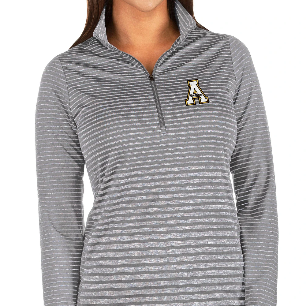 Women's Antigua Gray/Heathered Gray Appalachian State Mountaineers Pace Half-Zip Pullover Jacket