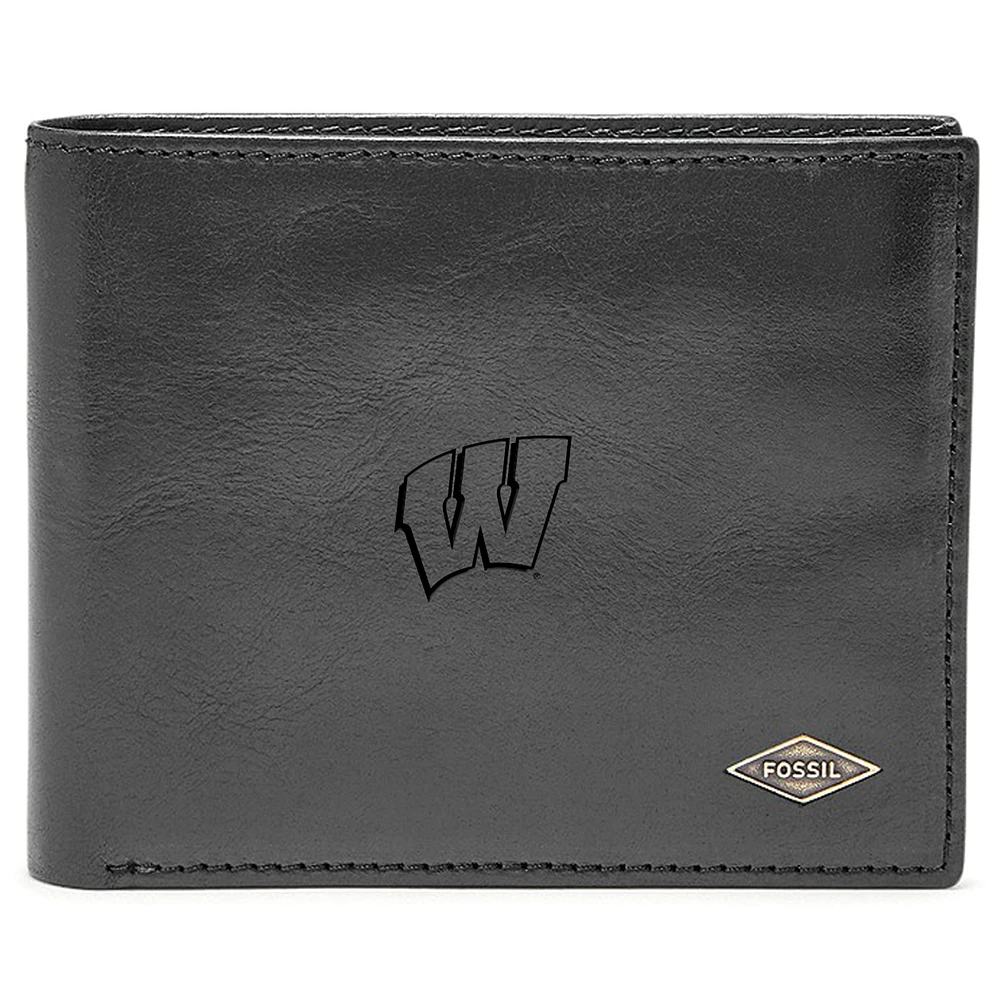 Men's Fossil Wisconsin Badgers Leather Ryan RFID Flip ID Bifold Wallet