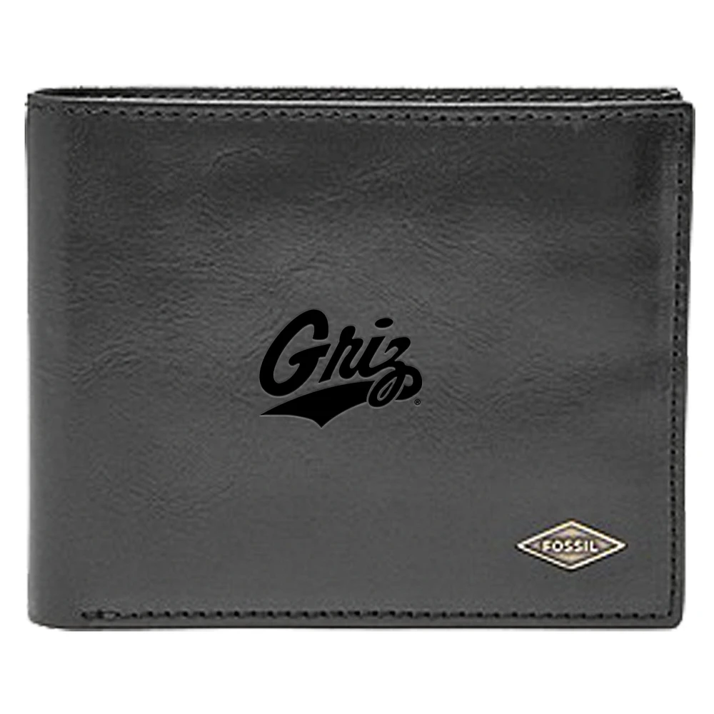 Men's Fossil Montana Grizzlies Leather Ryan RFID Flip ID Bifold Wallet