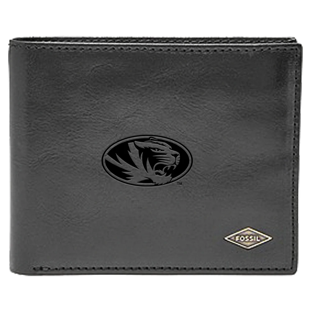 Men's Fossil Black Missouri Tigers Leather Ryan RFID Flip ID Bifold Wallet
