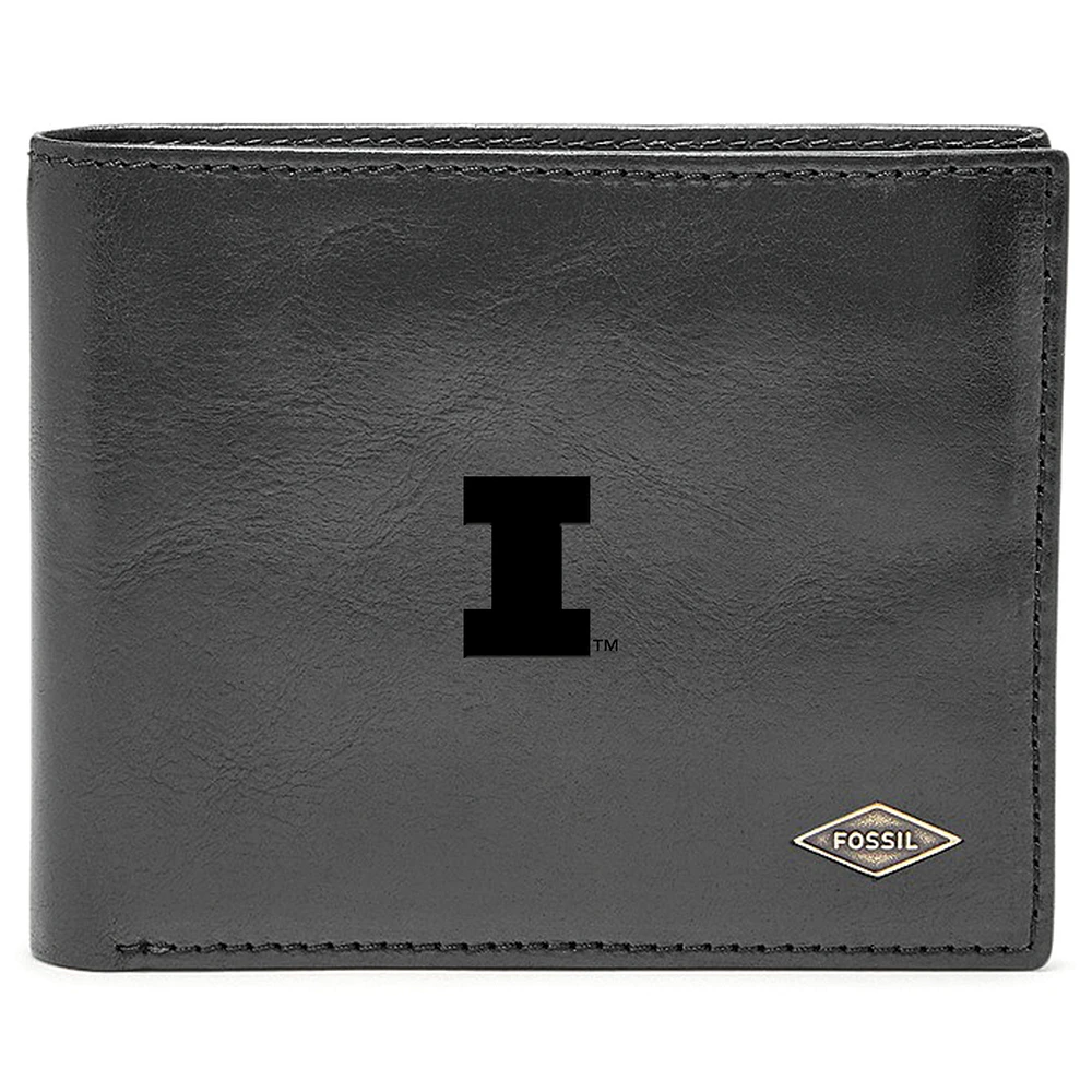Men's Fossil Illinois Fighting Illini Leather Ryan RFID Flip ID Bifold Wallet