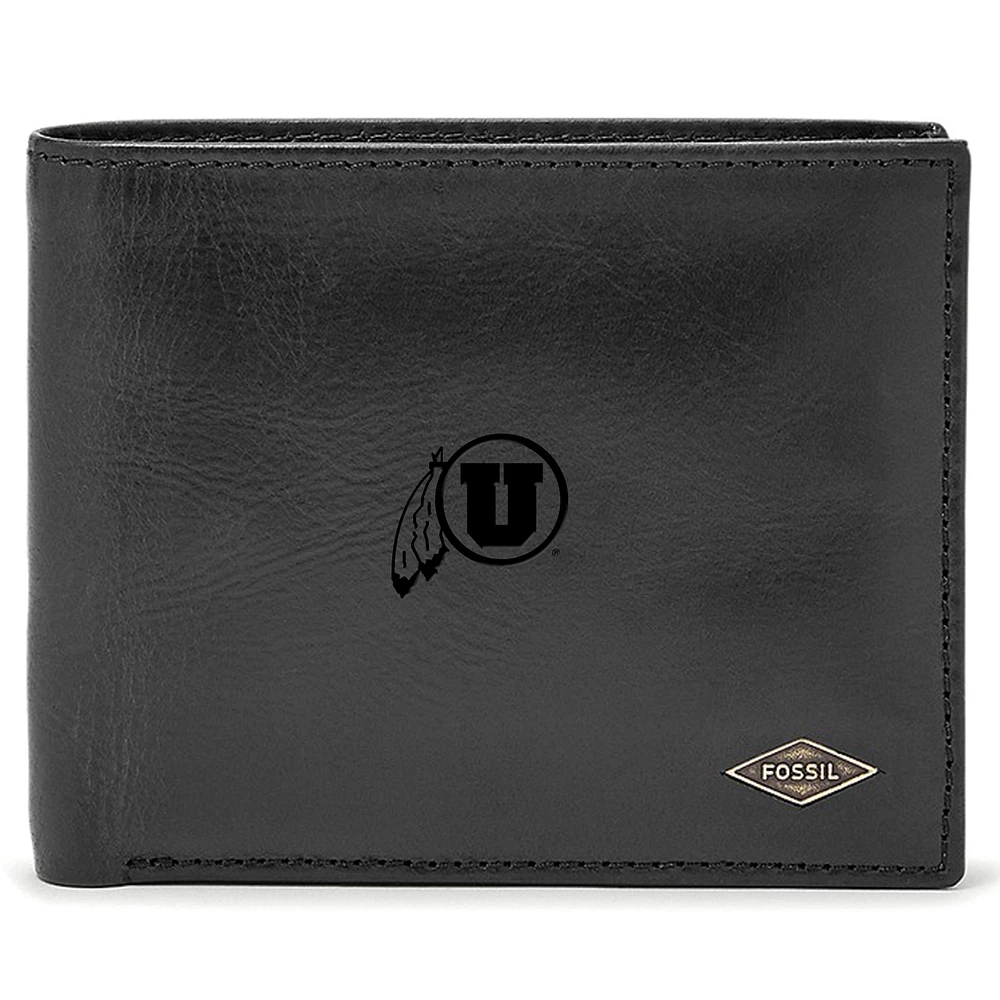 Men's Fossil Utah Utes Leather Ryan RFID Passcase Wallet