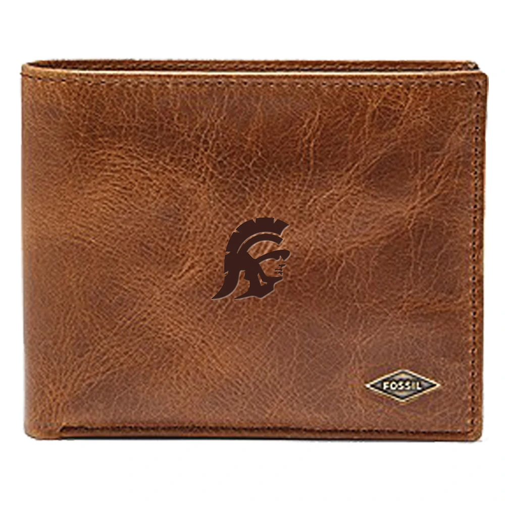 Men's Fossil Brown USC Trojans Leather Ryan RFID Passcase Wallet