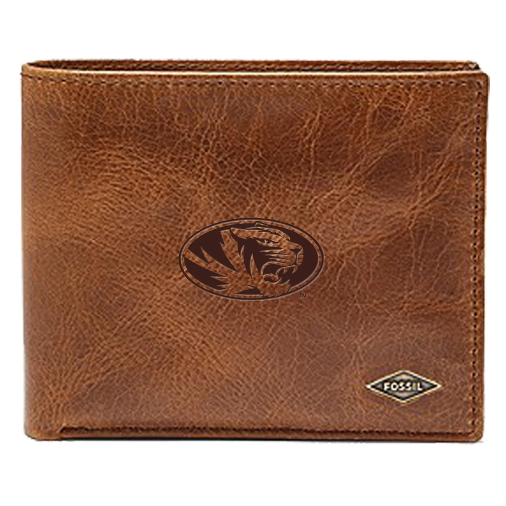 Men's Fossil Brown Missouri Tigers Leather Ryan RFID Passcase Wallet