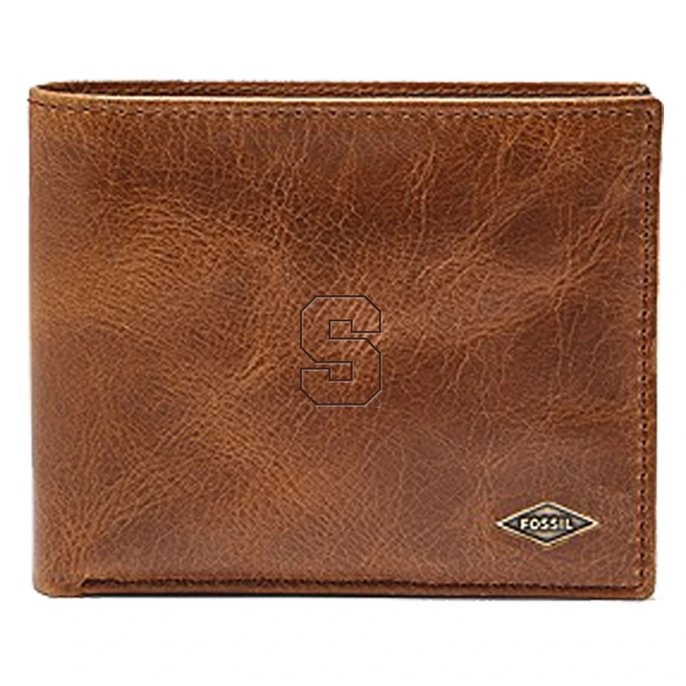 Men's Fossil Brown Syracuse Orange Leather Ryan RFID Passcase Wallet