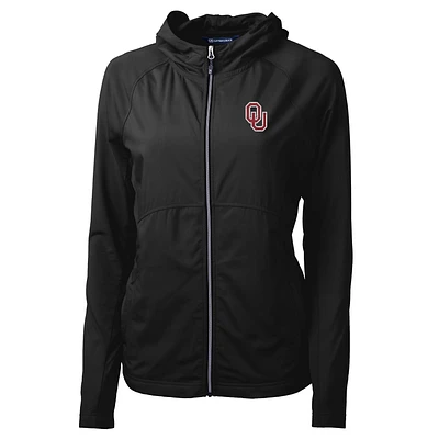 Women's Cutter & Buck Black Oklahoma Sooners Adapt Eco Knit Full-Zip Jacket