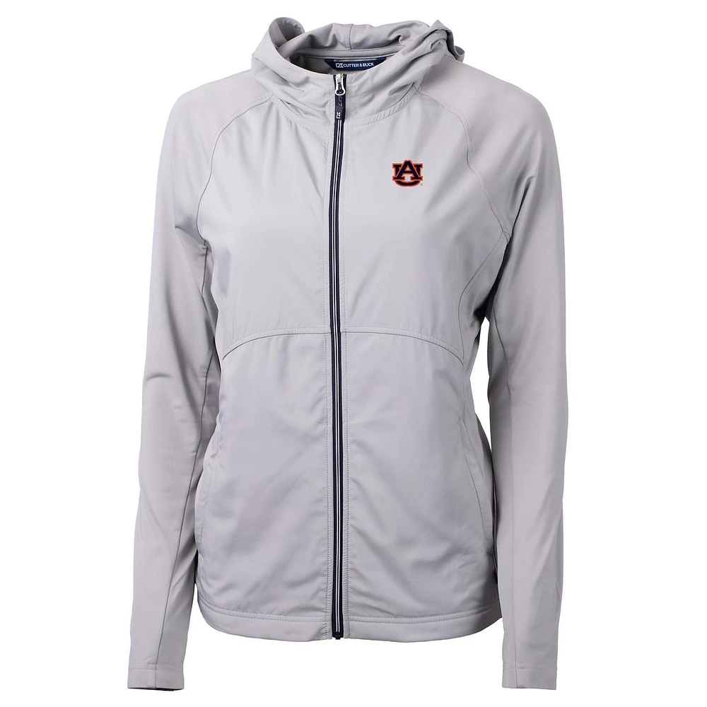 Women's Cutter & Buck White Auburn Tigers Adapt Eco Knit Full-Zip Jacket