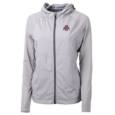 Women's Cutter & Buck Ohio State Buckeyes Adapt Eco Knit Full-Zip Jacket