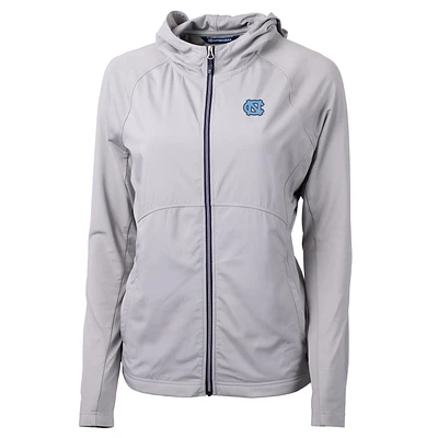 Women's Cutter & Buck White North Carolina Tar Heels Adapt Eco Knit Full-Zip Jacket