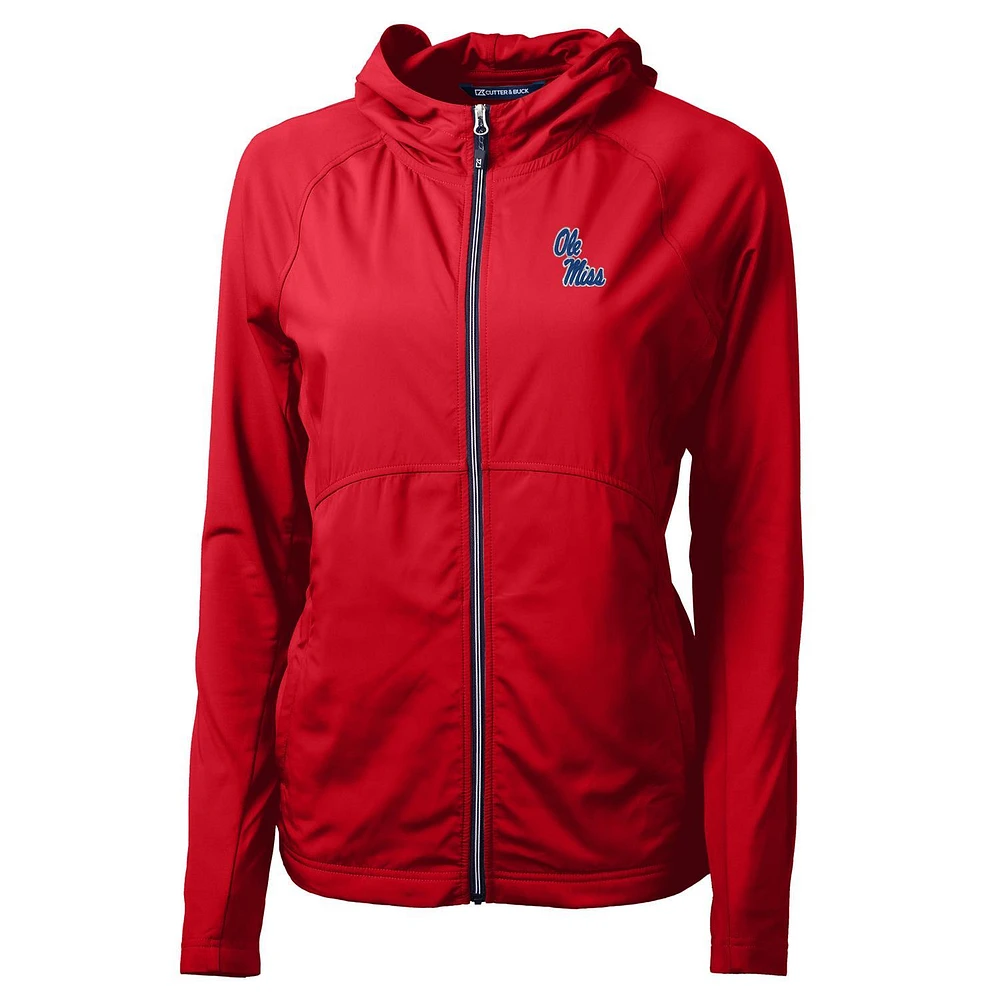 Women's Cutter & Buck Red Ole Miss Rebels Adapt Eco Knit Full-Zip Jacket