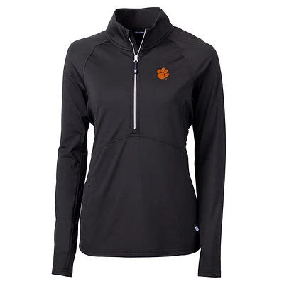 Women's Cutter & Buck Black Clemson Tigers Adapt Eco Knit Half-Zip Pullover Jacket