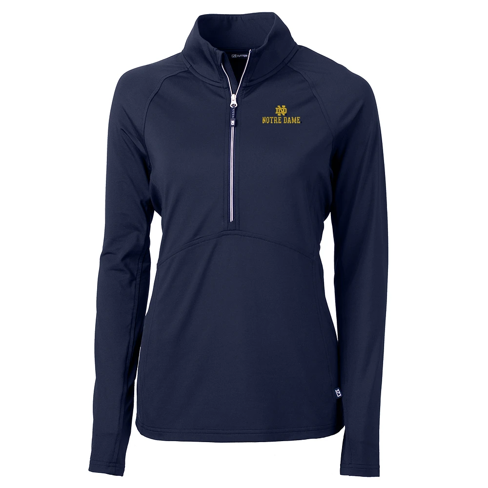 Women's Cutter & Buck Navy Notre Dame Fighting Irish Adapt Eco Knit Half-Zip Pullover Jacket