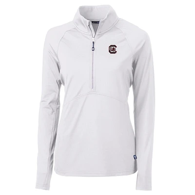 Women's Cutter & Buck White South Carolina Gamecocks Adapt Eco Knit Half-Zip Pullover Jacket