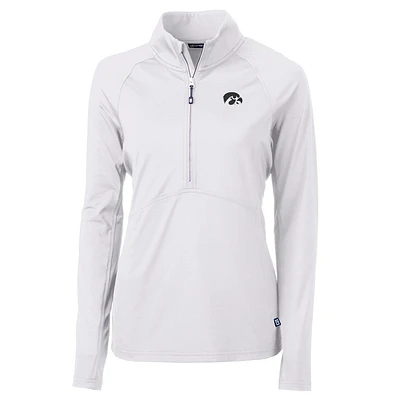 Women's Cutter & Buck White Iowa Hawkeyes Adapt Eco Knit Half-Zip Pullover Jacket