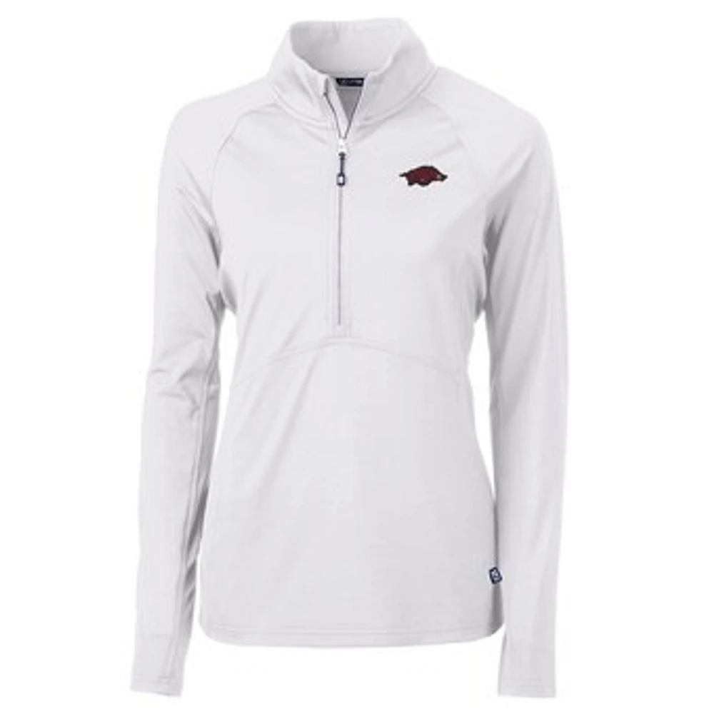 Women's Cutter & Buck Arkansas Razorbacks Adapt Eco Knit Half-Zip Pullover Jacket