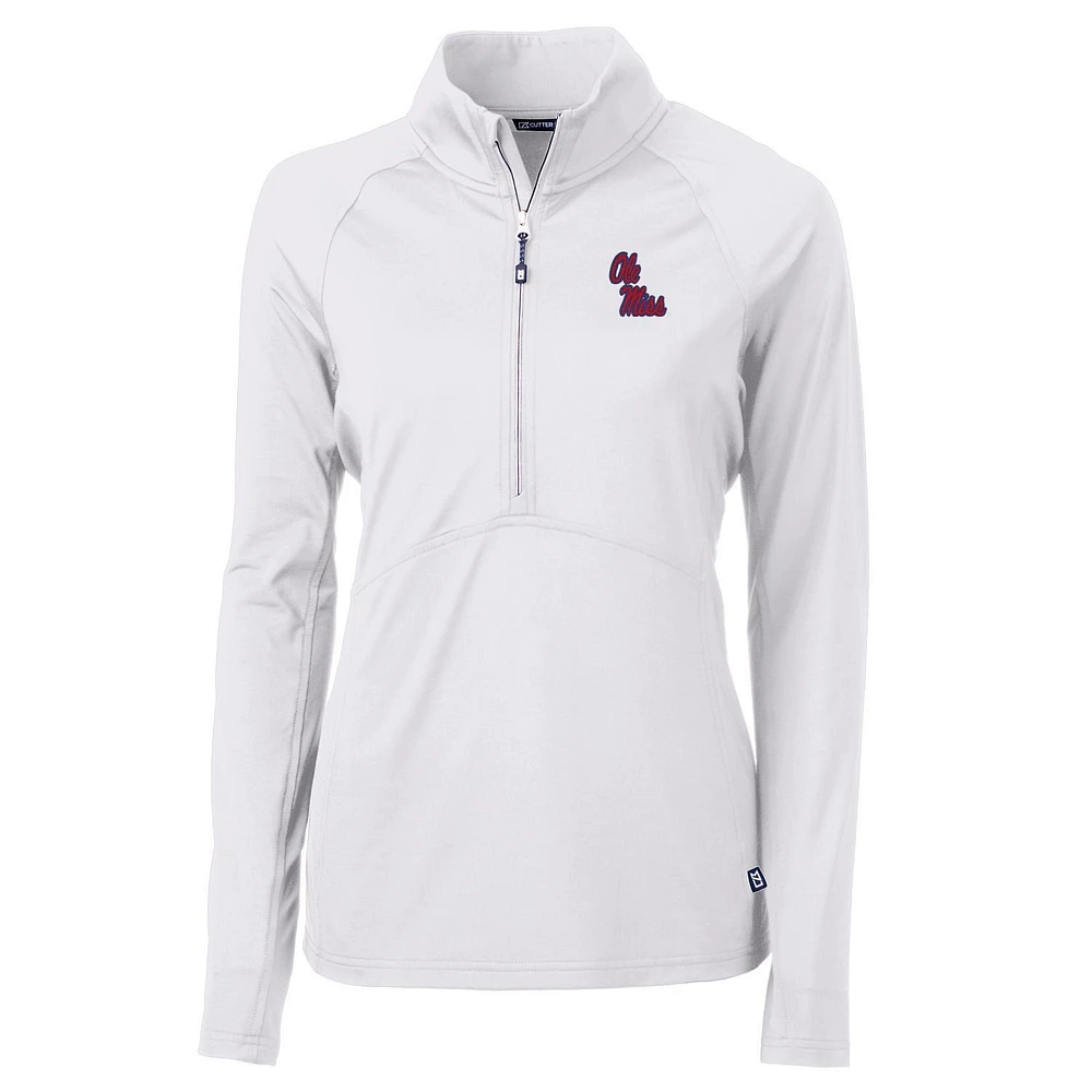 Women's Cutter & Buck White Ole Miss Rebels Adapt Eco Knit Half-Zip Pullover Jacket