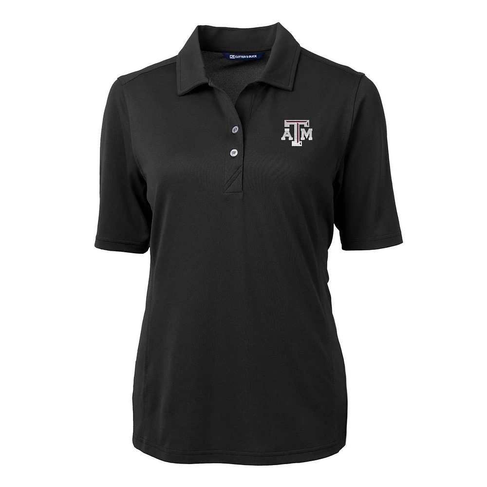 Women's Cutter & Buck Black Texas A&M Aggies Virtue Eco Pique Recycled Polo