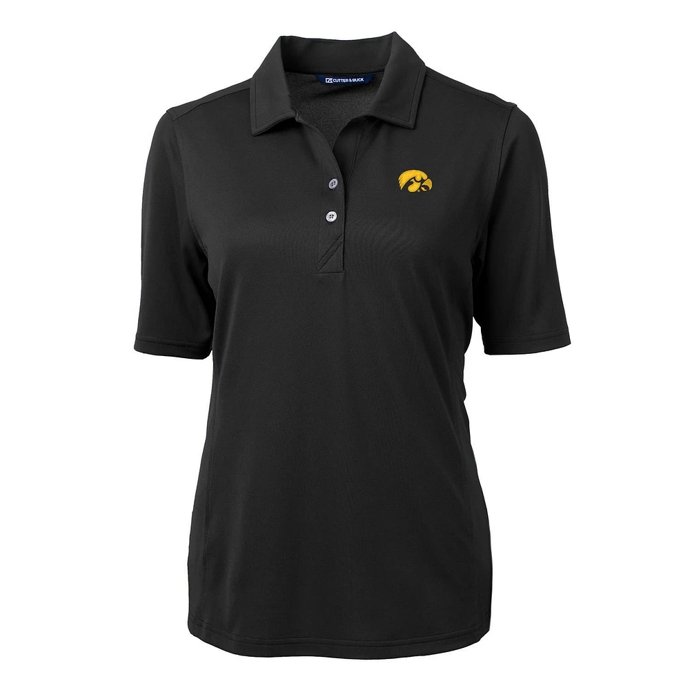 Women's Cutter & Buck Black Iowa Hawkeyes Virtue Eco Pique Recycled Polo