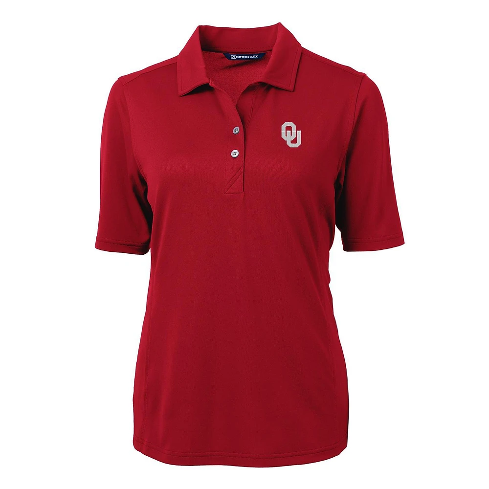 Women's Cutter & Buck Crimson Oklahoma Sooners Virtue Eco Pique Recycled Polo