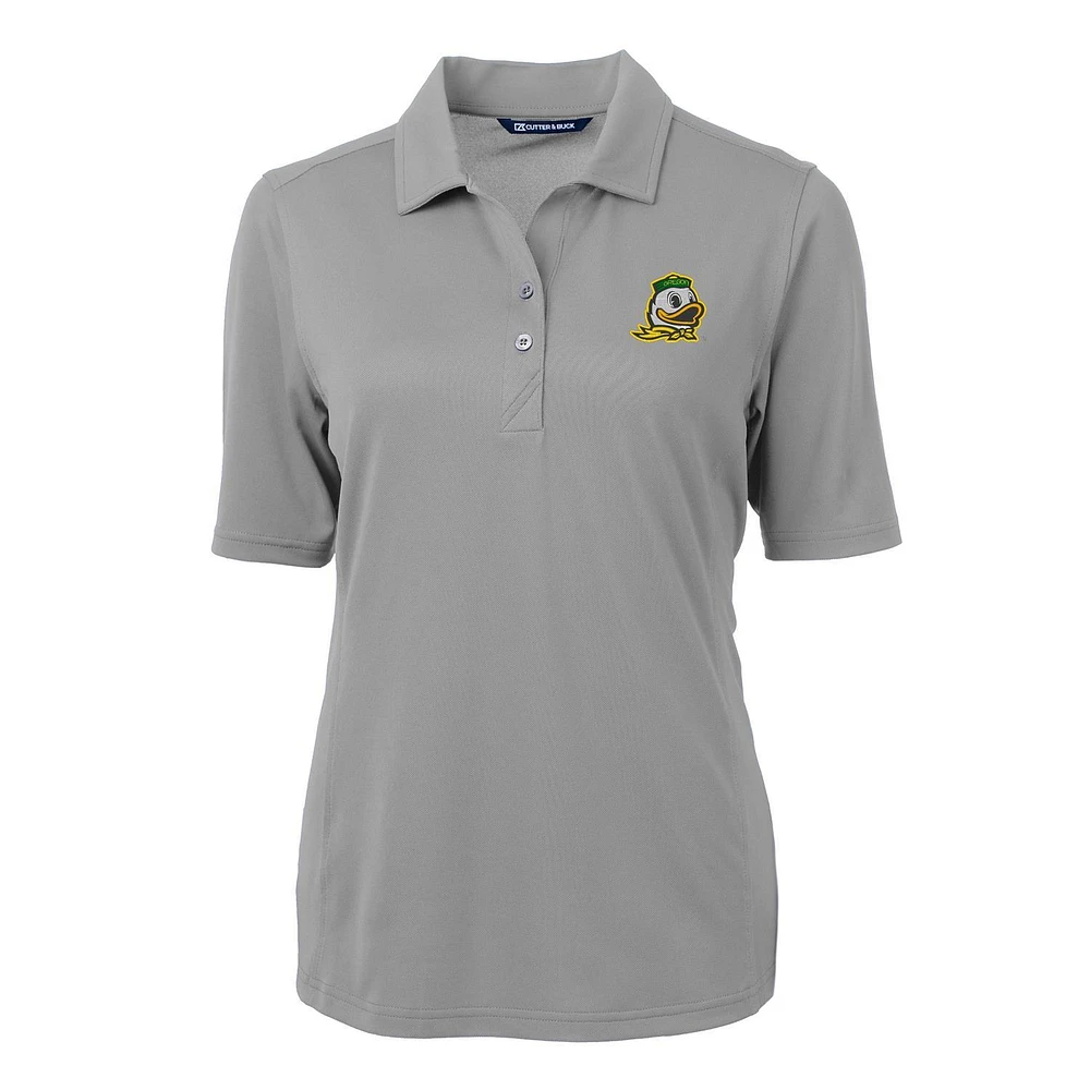 Women's Cutter & Buck Gray Oregon Ducks Virtue Eco Pique Recycled Polo
