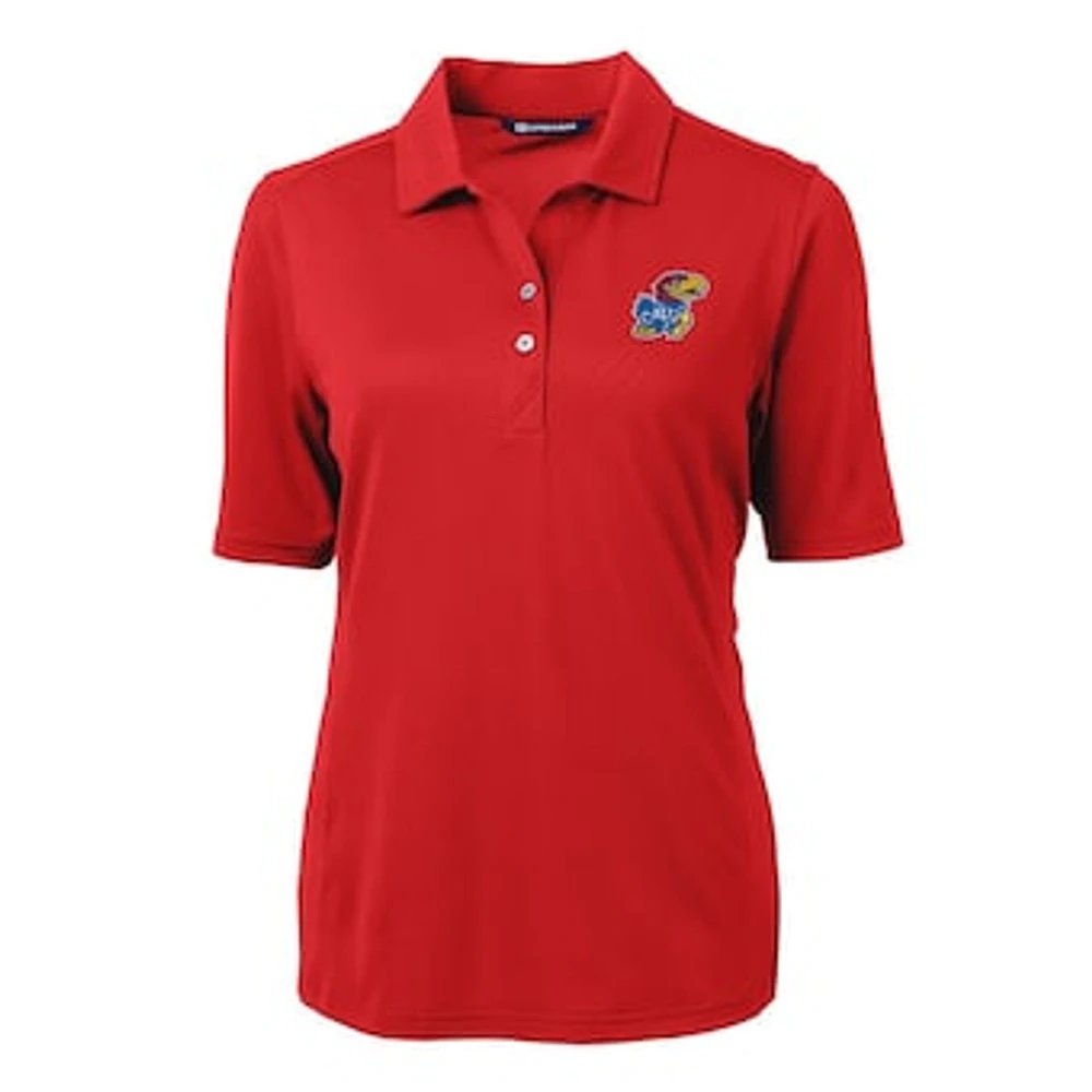 Women's Cutter & Buck Red Kansas Jayhawks Virtue Eco Pique Recycled Polo