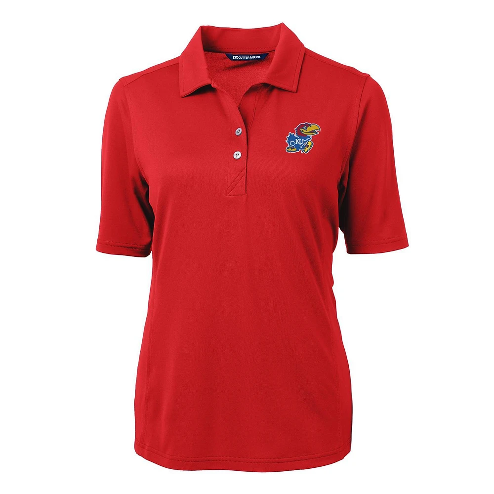 Women's Cutter & Buck Red Kansas Jayhawks Virtue Eco Pique Recycled Polo
