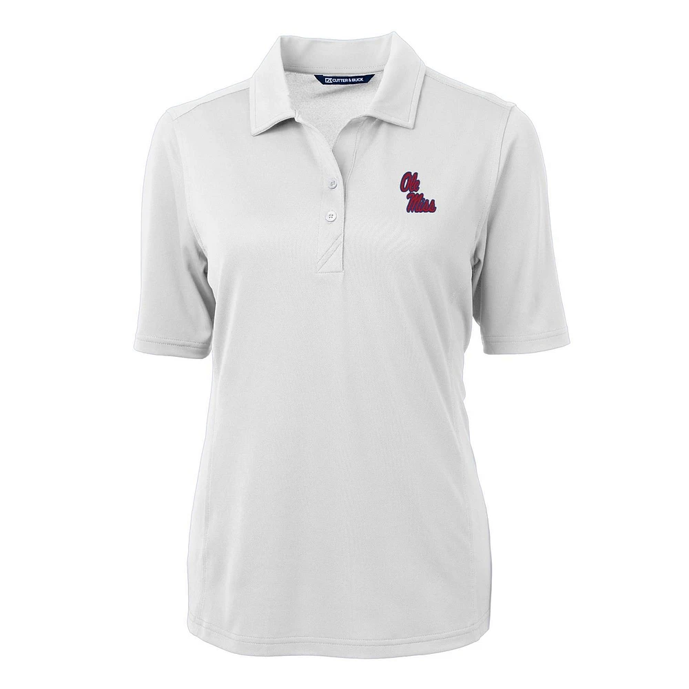 Women's Cutter & Buck White Ole Miss Rebels Virtue Eco Pique Recycled Polo