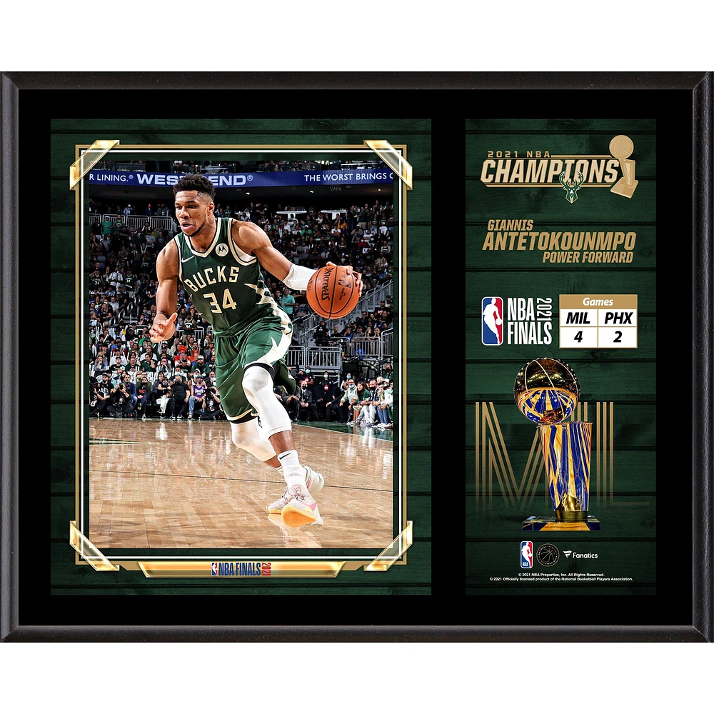 Giannis Antetokounmpo Milwaukee Bucks 12" x 15" 2021 NBA Finals Champion Sublimated Plaque