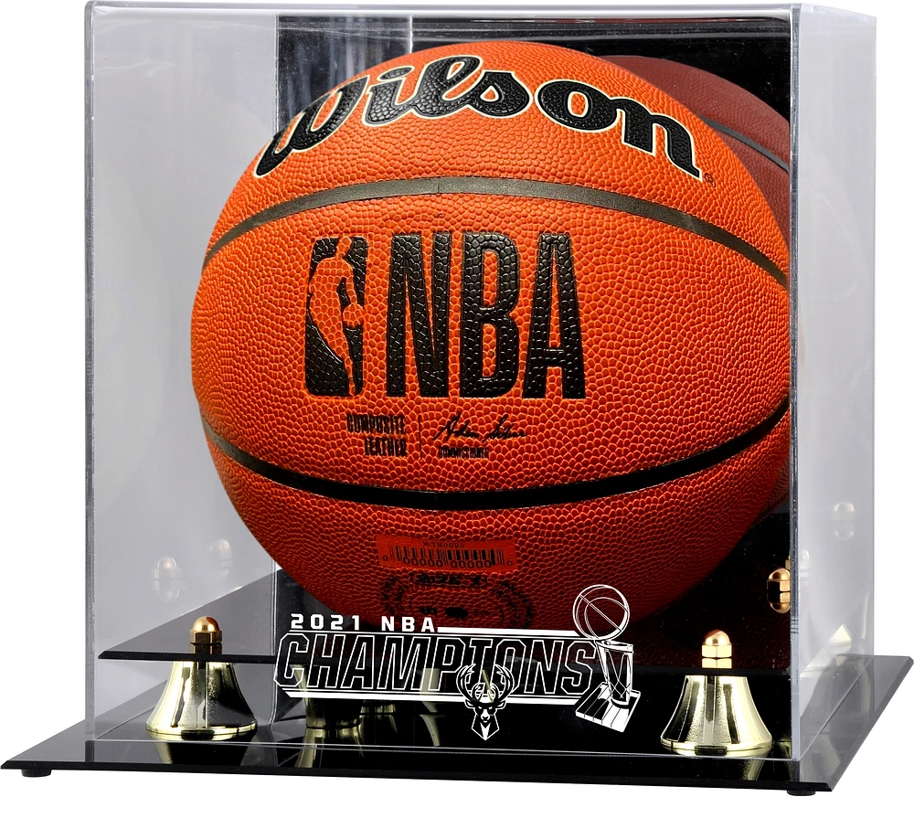 Milwaukee Bucks Golden Classic 2021 NBA Finals Champions Logo Basketball Display Case with Mirrored Back