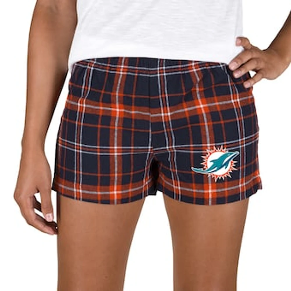 Women's Concepts Sport Navy/Orange Miami Dolphins Ultimate Flannel Shorts