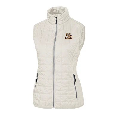 Women's Cutter & Buck White LSU Tigers Rainier PrimaLoft Eco Full-Zip Vest