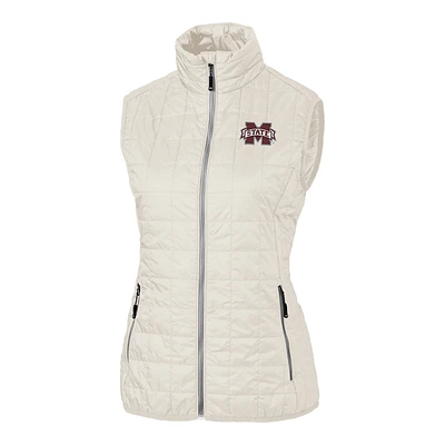 Women's Cutter & Buck White Mississippi State Bulldogs Rainier PrimaLoft Eco Full-Zip Vest