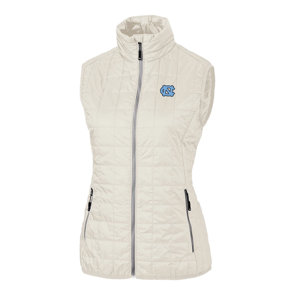 Women's Cutter & Buck White North Carolina Tar Heels Rainier PrimaLoft Eco Full-Zip Vest