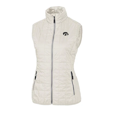 Women's Cutter & Buck White Iowa Hawkeyes Rainier PrimaLoft Eco Full-Zip Vest