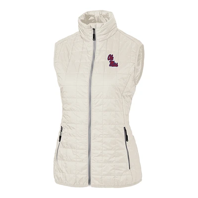 Women's Cutter & Buck White Ole Miss Rebels Rainier PrimaLoft Eco Full-Zip Vest