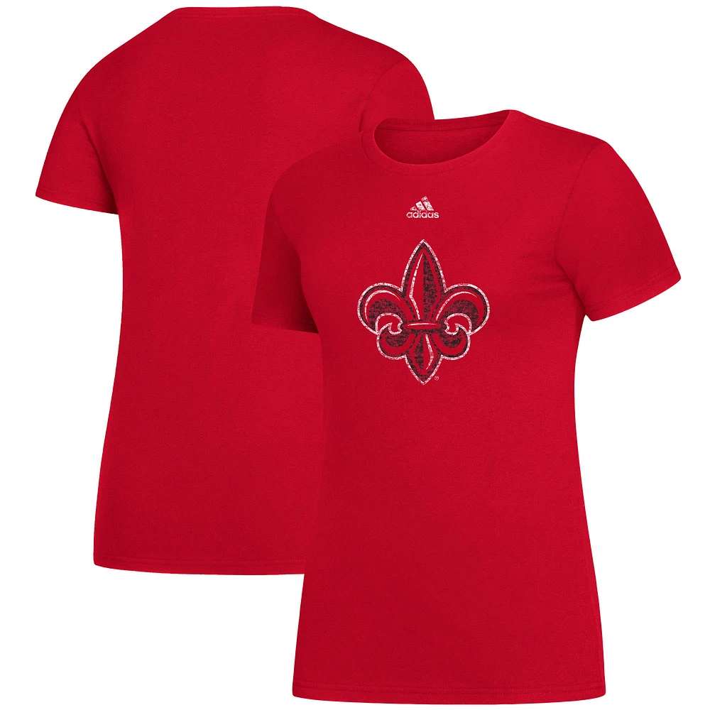 Women's adidas Red Louisiana Ragin' Cajuns Amplifier Team Logo T-Shirt