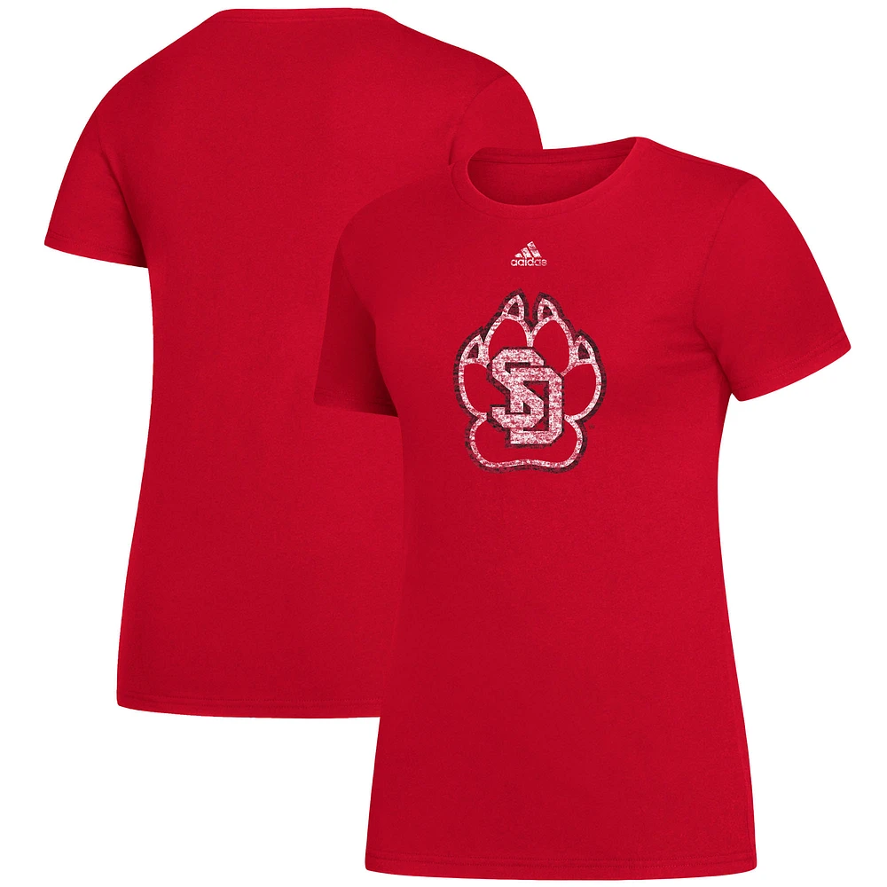 Women's adidas Red South Dakota Coyotes Amplifier Team Logo T-Shirt