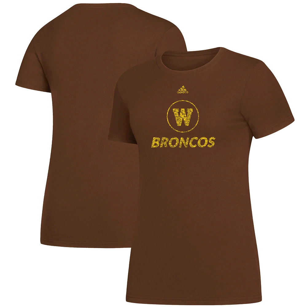 Women's adidas Brown Western Michigan Broncos Amplifier Team Logo T-Shirt