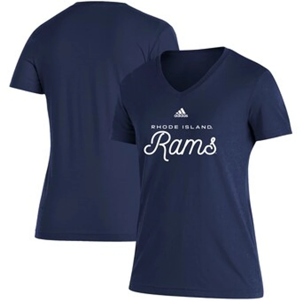 Women's adidas Navy Rhode Island Rams Blend V-Neck T-Shirt