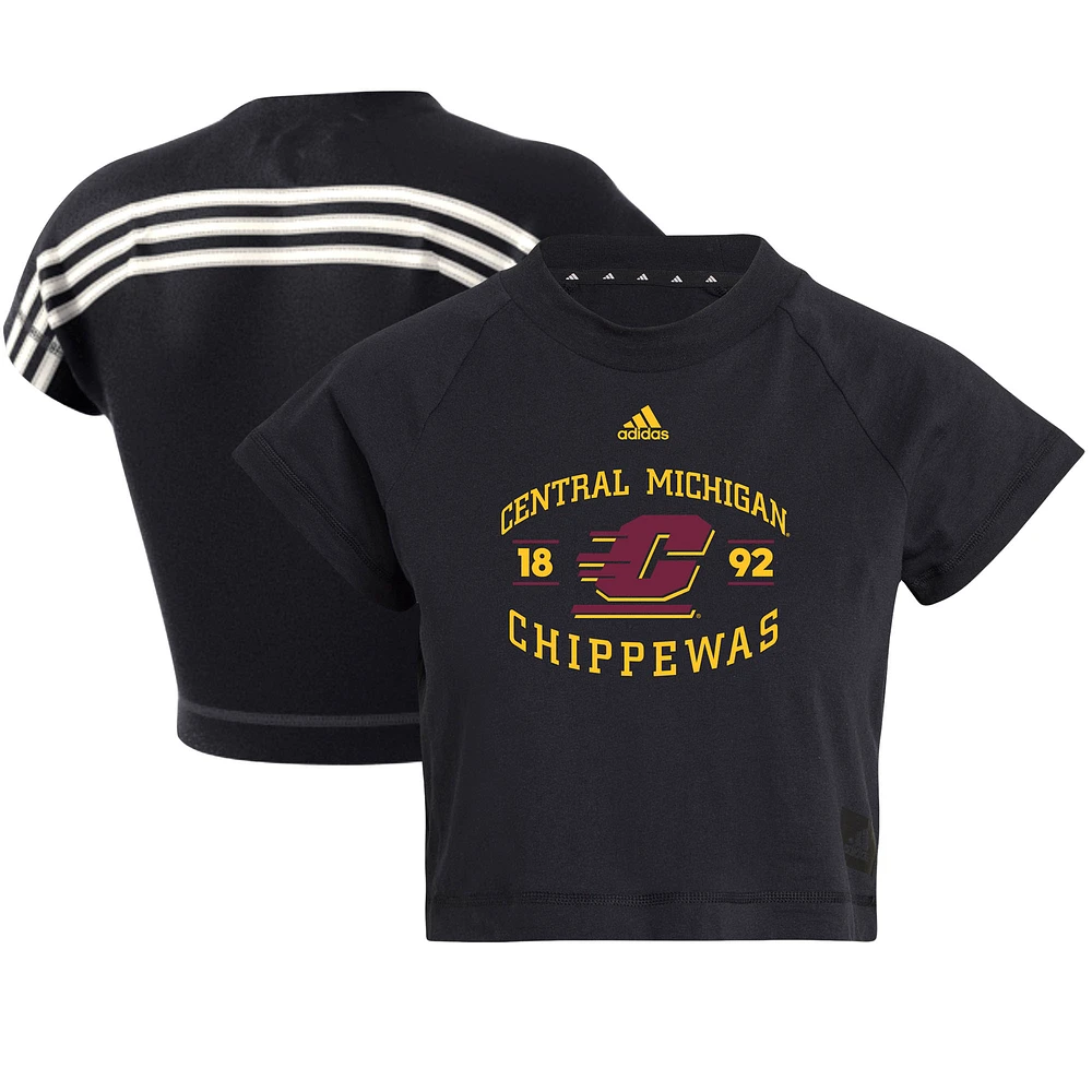 Women's adidas Black Central Michigan Chippewas Recycled Cropped T-Shirt