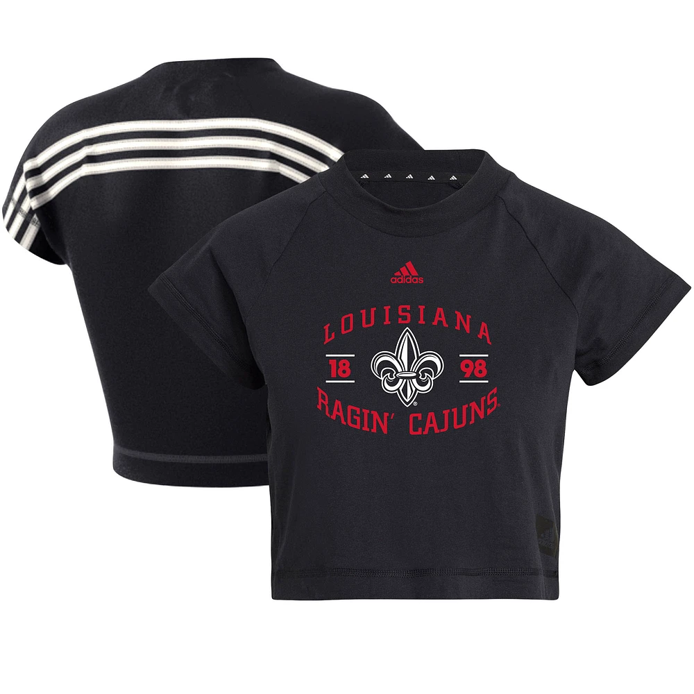 Women's adidas Black Louisiana Ragin' Cajuns Recycled Cropped T-Shirt