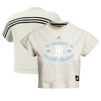 Women's adidas Oatmeal Rhode Island Rams Recycled Cropped T-Shirt