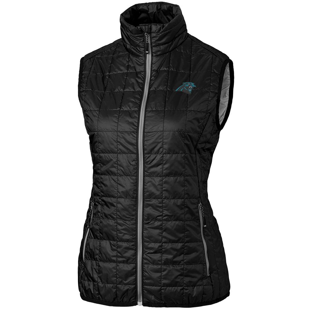 Women's Cutter & Buck Black Carolina Panthers Rainier PrimaLoft Eco Full-Zip Vest