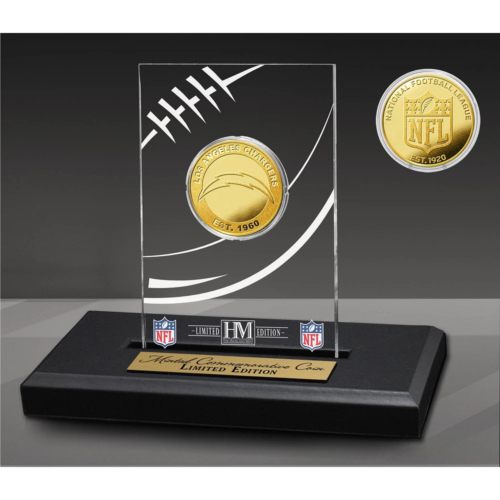 Highland Mint Los Angeles Chargers Acrylic Gold Coin Desk Top Display