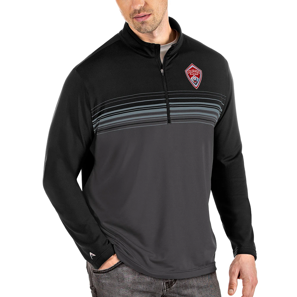 Men's Antigua Black/Gray Colorado Rapids Big & Tall Pace Quarter-Zip Pullover Jacket