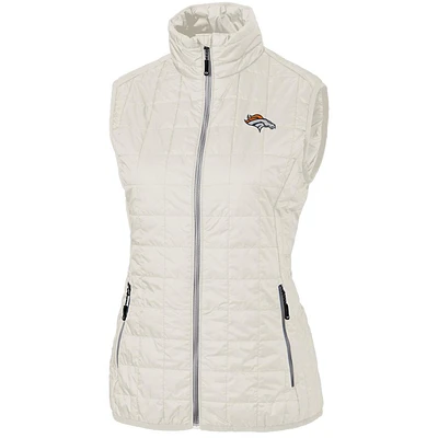 Women's Cutter & Buck Cream Denver Broncos Rainier PrimaLoft Eco Full-Zip Vest