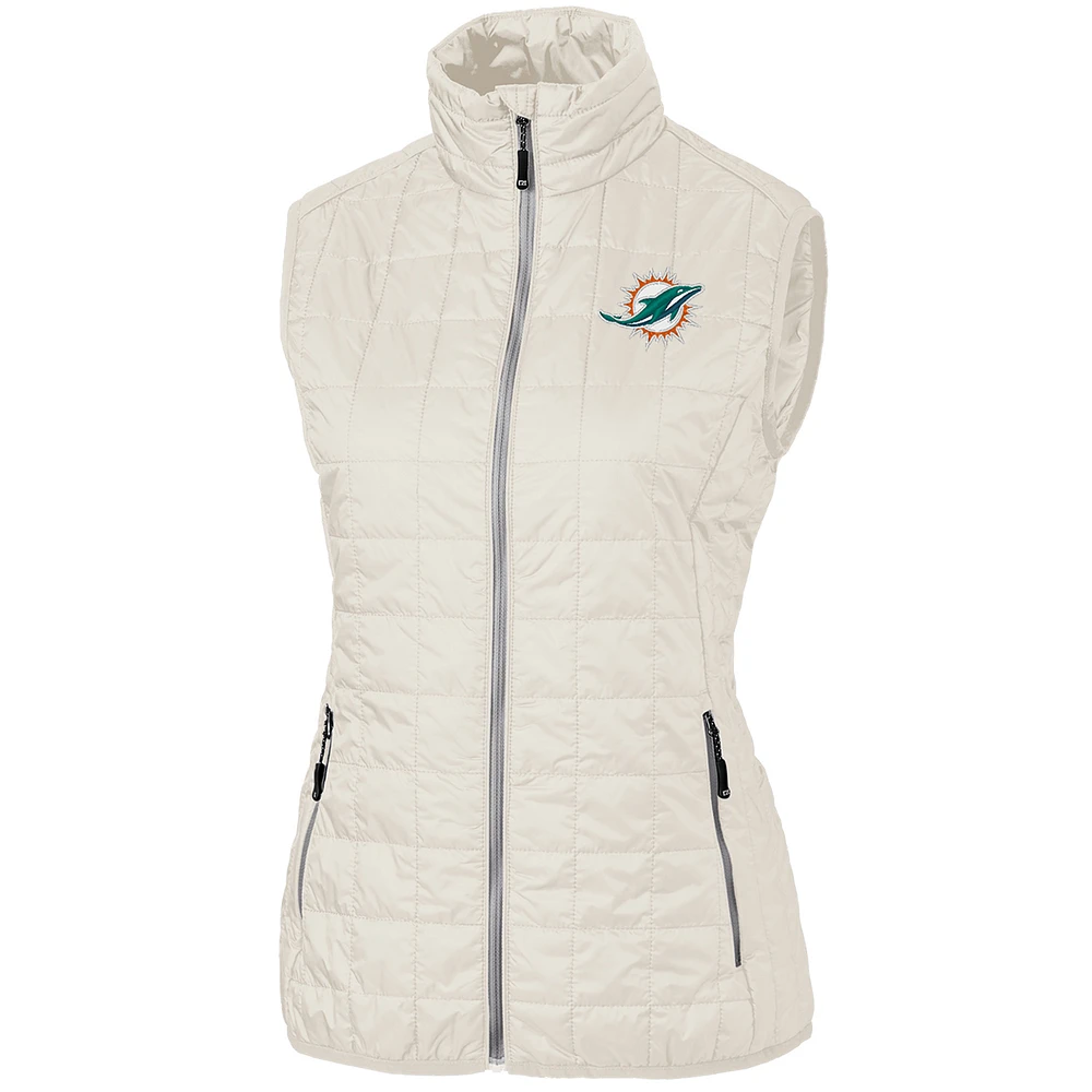 Women's Cutter & Buck Cream Miami Dolphins Rainier PrimaLoft Eco Full-Zip Vest