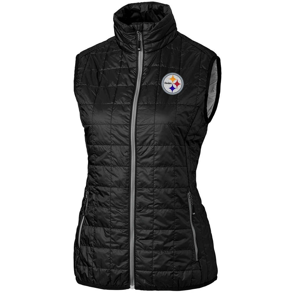 Women's Cutter & Buck Black Pittsburgh Steelers Rainier PrimaLoft Eco Full-Zip Vest